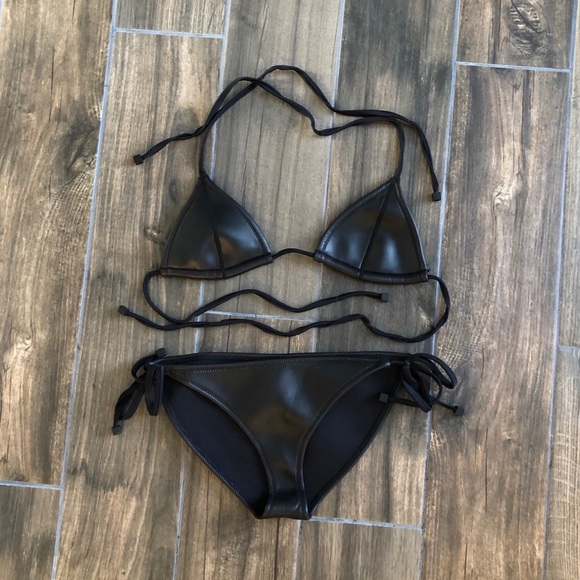 triangl swimwear Other - Triangl Black Leather Neoprene Bikini Medium large